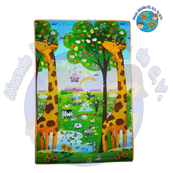 TAPETE DIDACTICO ALFOMBRA BEBES 180X120 CM GATEO JIRAFA DOBLE VISTA