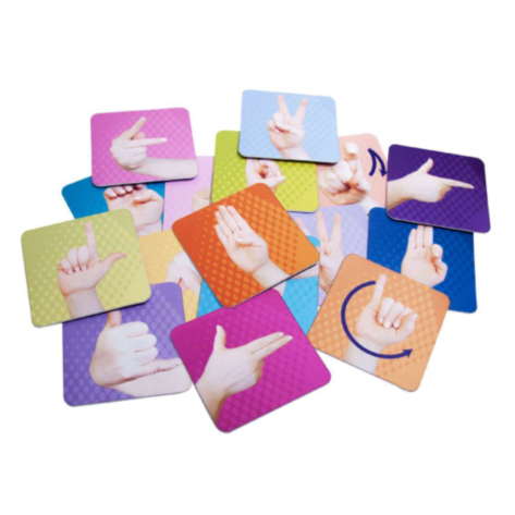 MEMOPARES ABECEDARIO LSM J-9057 58 tarjetas de 9 x 9 cm La LSM, es la lengua de la comunidad de sordos en México, y consiste en una serie de signos gestuales articulados con las manos y acompañados de expresiones faciales, mirada intencional y movimiento corporal. Estos signos están dotados de función lingüística, forman parte del patrimonio lingüístico de dicha comunidad.